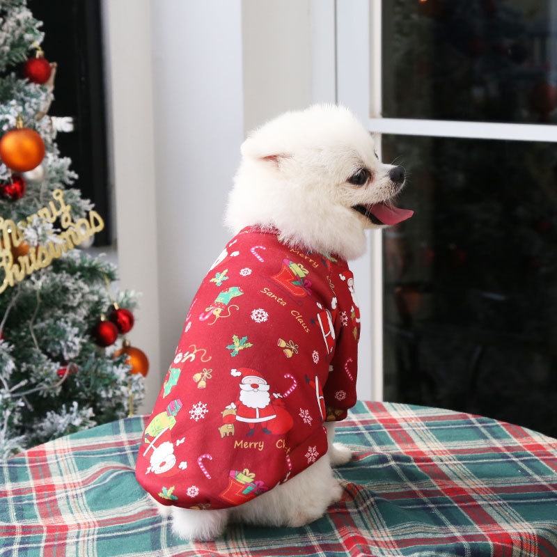 Plus Beludru Print Natal Hewan Peliharaan Kucing Anjing Pakaian Anjing Jaket Anjing Desainer Anjing Baju Natal Untuk Anjing Kecil Besar Kostum Anjing