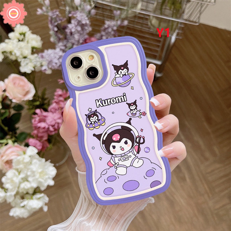 Case Realme C53 C55 10 C12 C35 C25 C30 C11 C33 C25s C15 C21Y C11 2021 9 8i 9 Pro+C25Y C3 7i 5i 6i 8 8Pro 9i 57 C1 C20 Kartun Lucu Astronot Ruang Kuromi Wavy Edge Soft Sarung