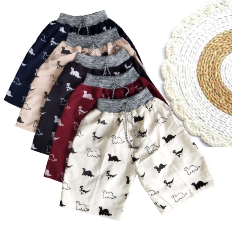 Celana Pendek Anak Rib Motif Pinggang Full Karet Usia 3-12 thn/Celana anak motif printing full sablon termurah