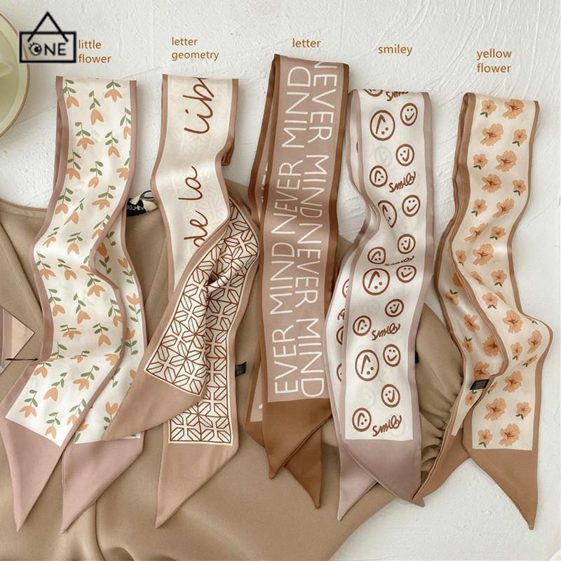 COD❤️Premium merasa syal sutra kecil dengan pita pita berkibar memangkas syal leher karir satin vintage-A.one