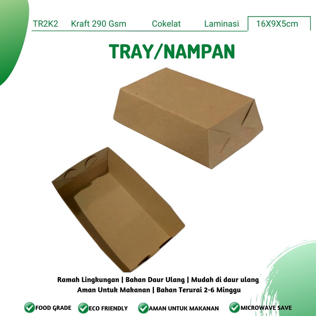 Tray Food Paper Tray Kertas Makan Food Tray  (TR2K2-16X9X5 Cm)