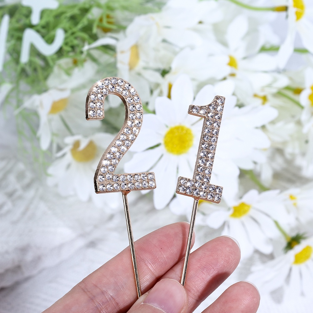 Topper Kue Berlian Imitasi Nomor 0-9 Emas Bertabur Berlian Ulang Tahun Anniversary Pesta Alat Kue Baking Dekorasi Pernikahan