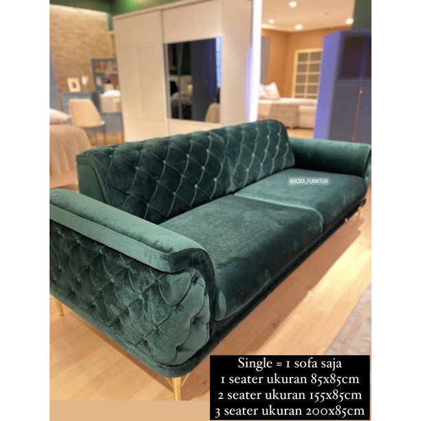 Sofa Single LUMINA kaki besi sofa chesterfield