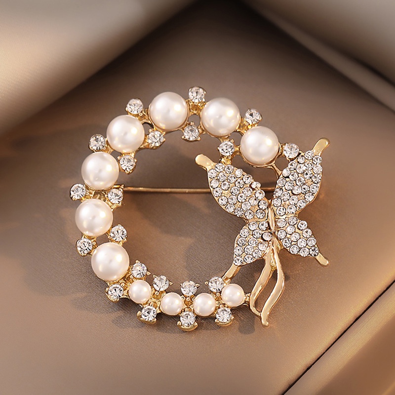 【COD】 Bros Wanita Mutiara Kupu-kupu Bulat Mengkilap Indah Korean Fasion Gaya Simple Aksesoris Jewelry -FA