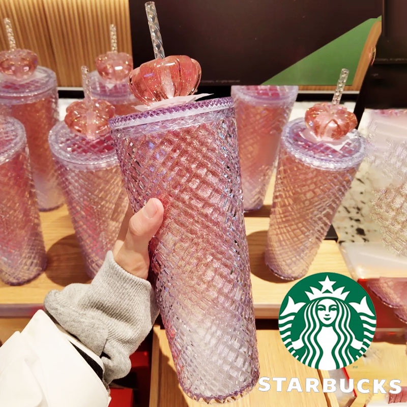 Starbucks Tumbler Galaxy Fantasy Blink Glitter Diamond Hadiah Natal 710ml Venti Studded Cold Cup Tumbler Tutup Sedotan