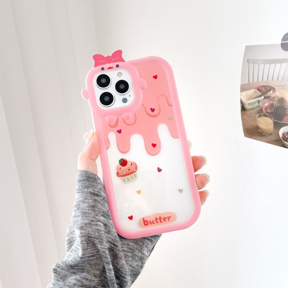 Soft Case TPU Motif Es Krim Kue Strawberry Untuk IPhone 11 XR 6 6S 7 8 Plus 13 12 14 Pro MAX 14 Plus 11 Pro MAX X XS MAX SE 2020