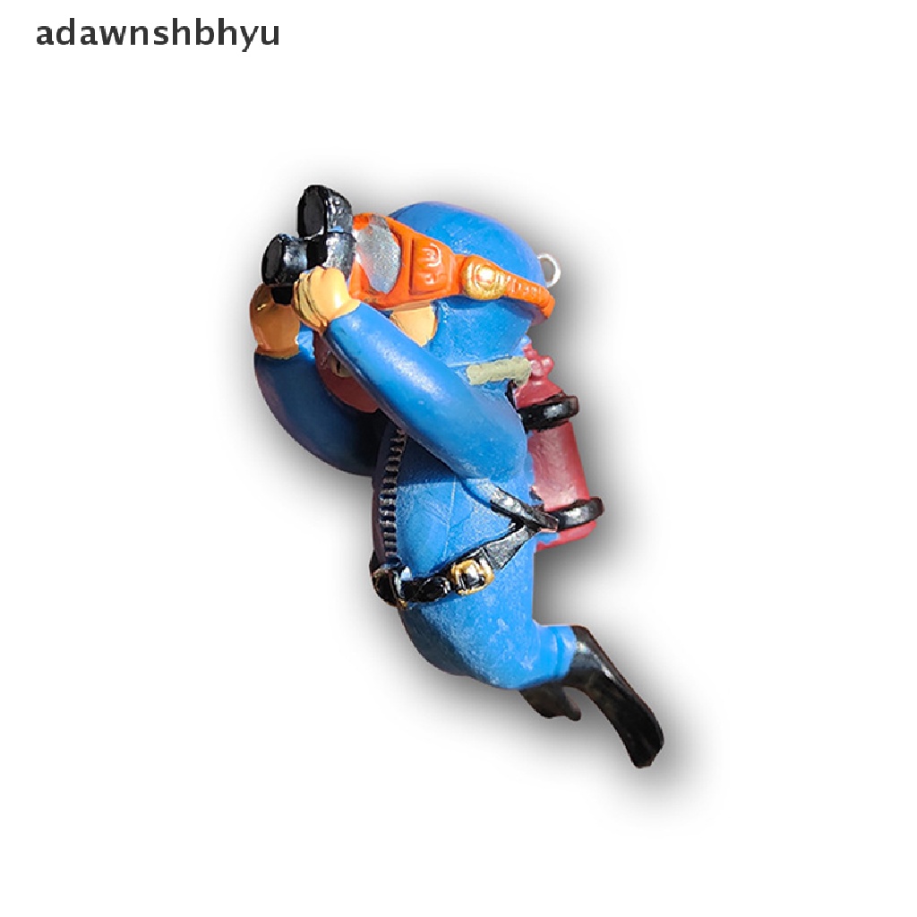Adawnshbhyu Kawaii Resin Frogman Aquarium Ornamen Interesg Floag Dekorasi Simulasi Mini Diver Ikan Aquarium Aksesoris ID