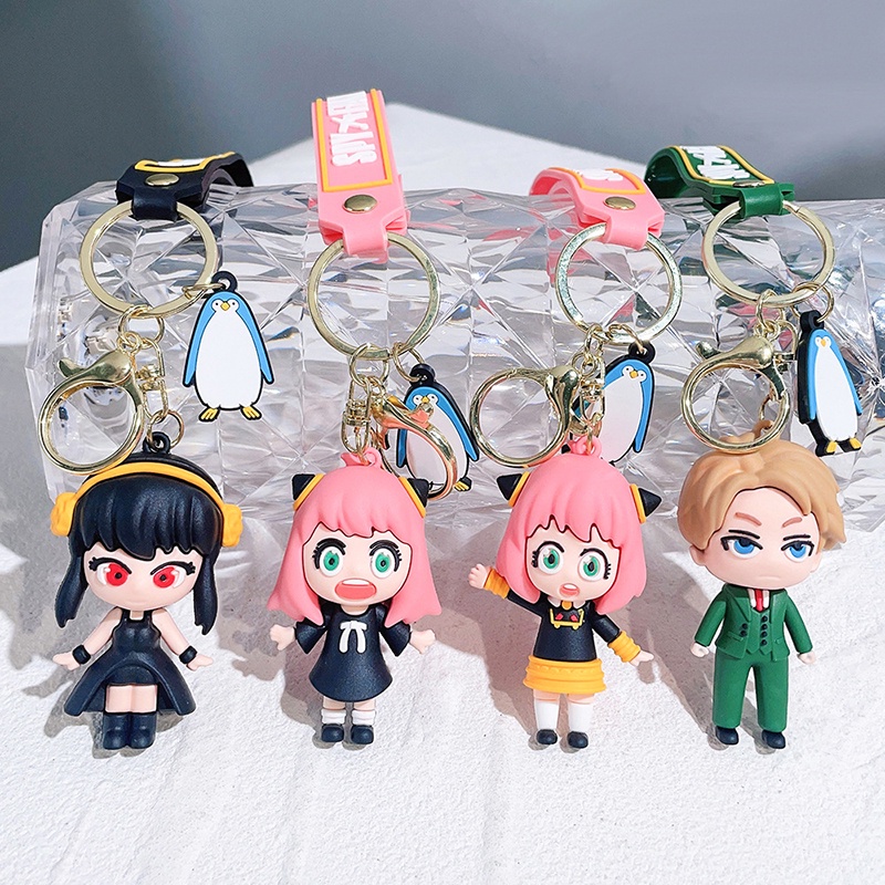 Anime Spy Family Gantungan Kunci PVC Kartun Gantungan Kunci Loid Forger Anya Forger Yor Forger Action Figure Keyring Tas Liontin