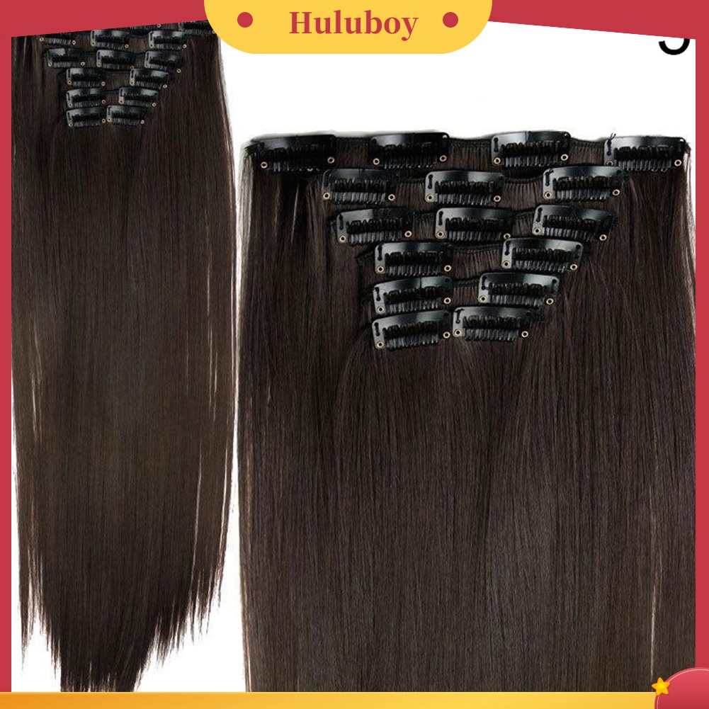 6 Pcs Klip Ekstensi Rambut Lurus Bahan Serat Tahan Panas