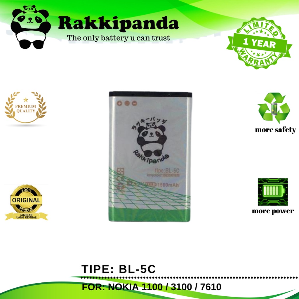 New RakkiPanda - BL5C BL 5C Nokia 1100 / 3100 / 7610 Batre Batrai Baterai