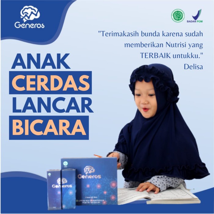 GENEROS NUTRISI & VITAMIN OTAK ANAK - NUTRISI TELAT BICARA - BPOM