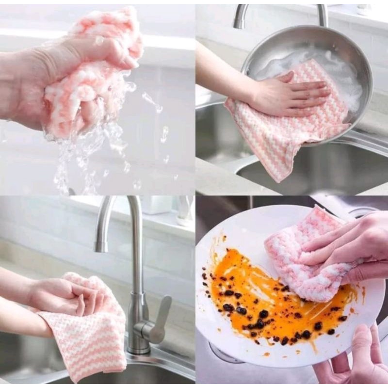 Kain Lap Pembersih Dapur Meja Anti Minyak Multifungsi Bahan Lembut Tebal Lap Tangan Lap Pembersih Tebal