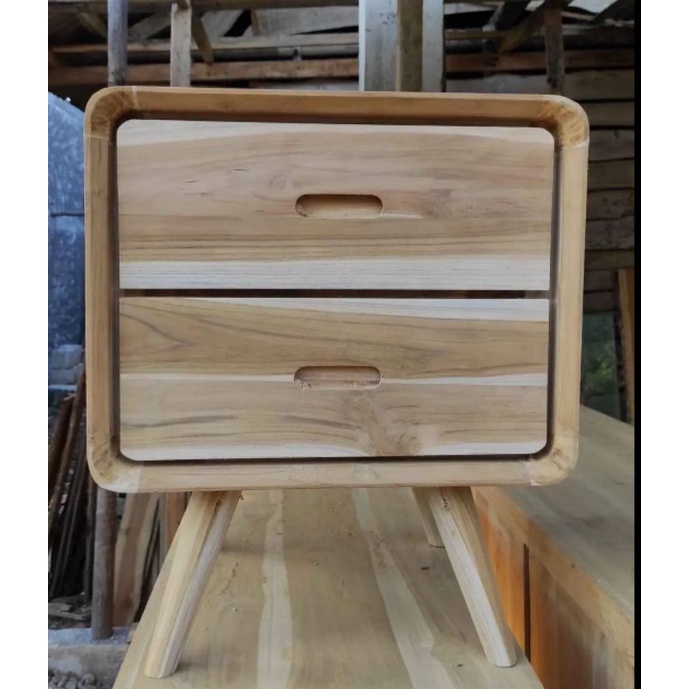 MEJA NAKAS MINIMALIS KAYU 2 LACI - MEJA SAMPING TEMPAT TIDUR