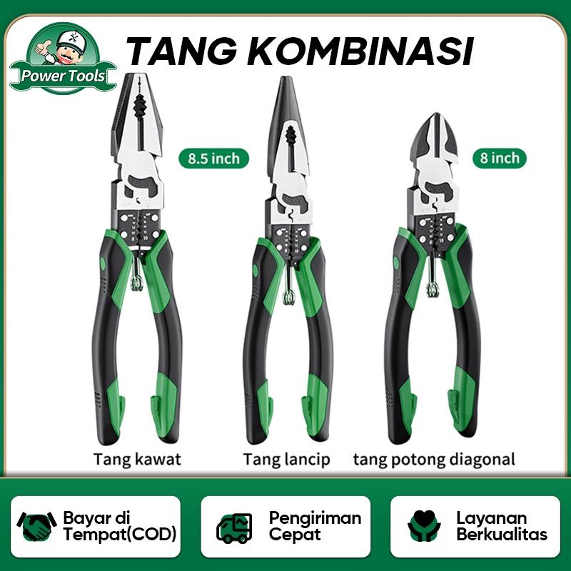 ISKU Multifungsi Tang Linesman Pliers Tang Lancip Tang Diagonal Pliers 8 8.5 inch Cr-V Steel HRC62 Tang Potong Kawat Tang Jepit Tang Runcing Original 100%