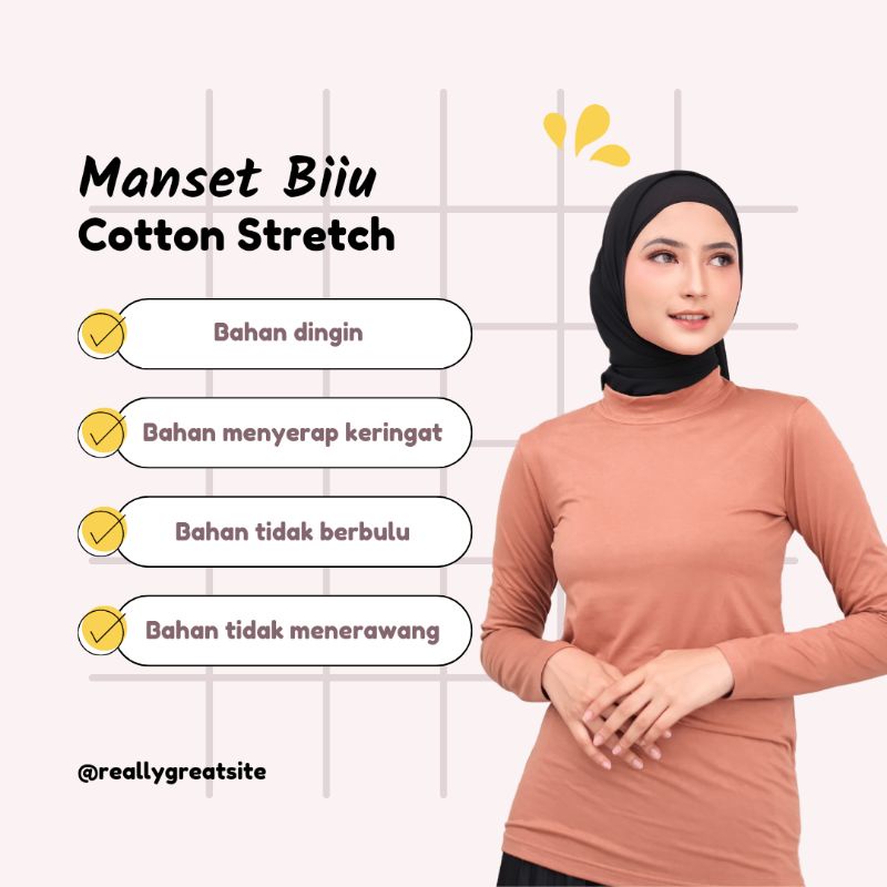 BIIU Manset Kaos Lengan Panjang Polos Premium Body Fit