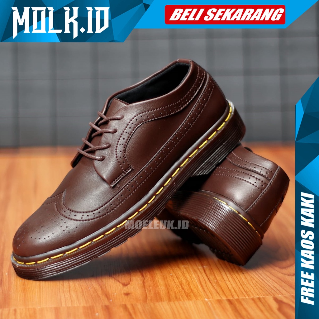 MOLK Sepatu Formal Pria Casual Kulit Sintetis Wingtif Fantofel Kerja Kuliah Original