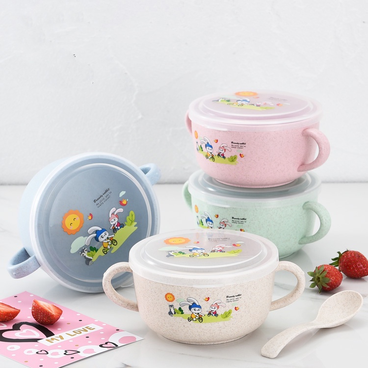 MANGKOK ANAK MANGKOK ANAK BAYI WARNA FREE SENDOK DENGAN TUTUP