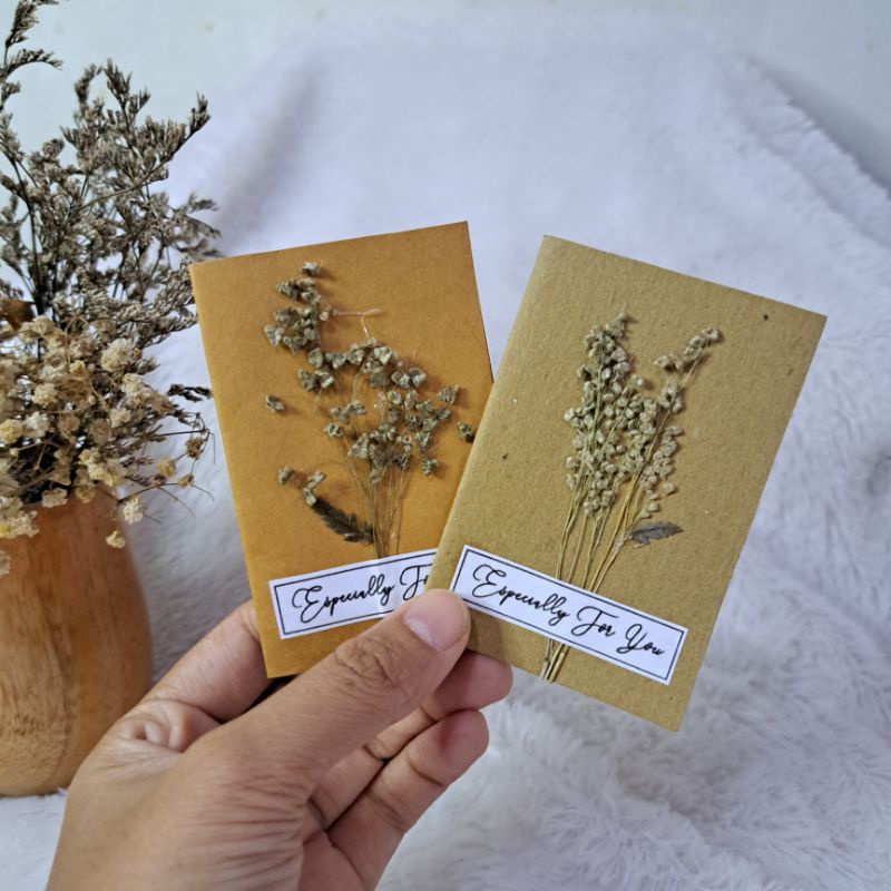 GREETING CARD/KARTU UCAPAN AESTHETIC RUSTIC TAMBAHAN WITH DRIED FLOWER