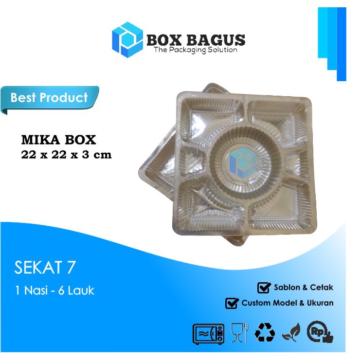 MIKA BOX SEKAT 7 ALAS DALAMAN DUS HAMPERS KOTAK NASI 22x22 cm BENING (isi 50 pcs)