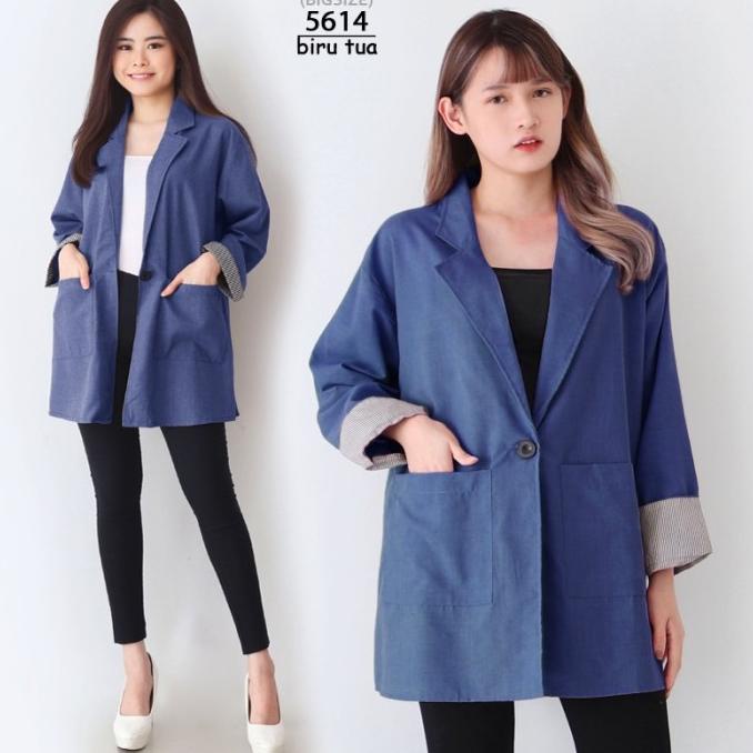 Sw Blazer Jumbo Wanita Formal Jumbo Korea Lengan Panjang