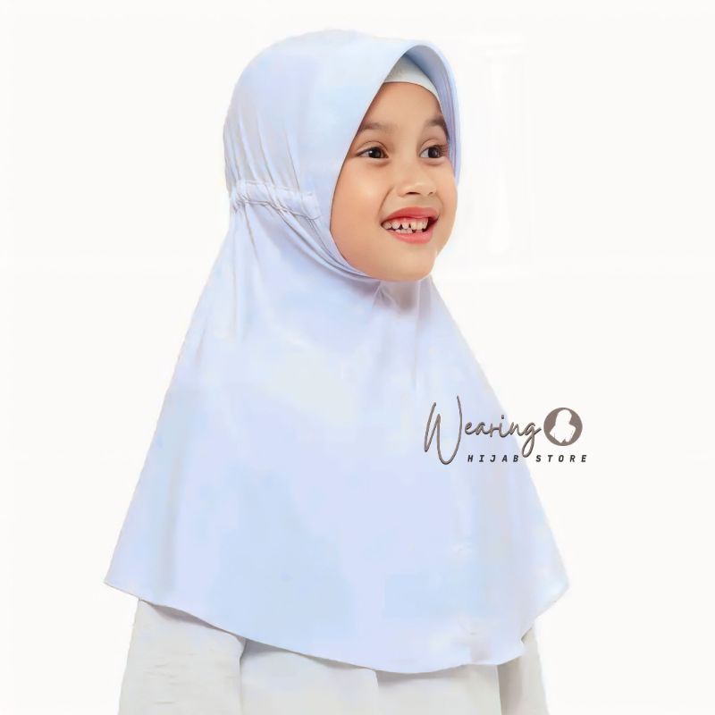 HIJAB ANAK SEKOLAH SERUT BELAKANG / JILBAB TALI SERUT ANAK /BERGO SERUT ANAK JERSEY (SD)