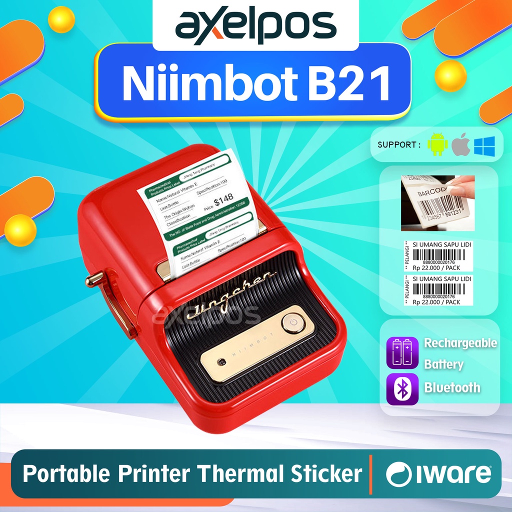 Niimbot B21 Mini Wireless Bluetooth Portable Label Thermal Printer