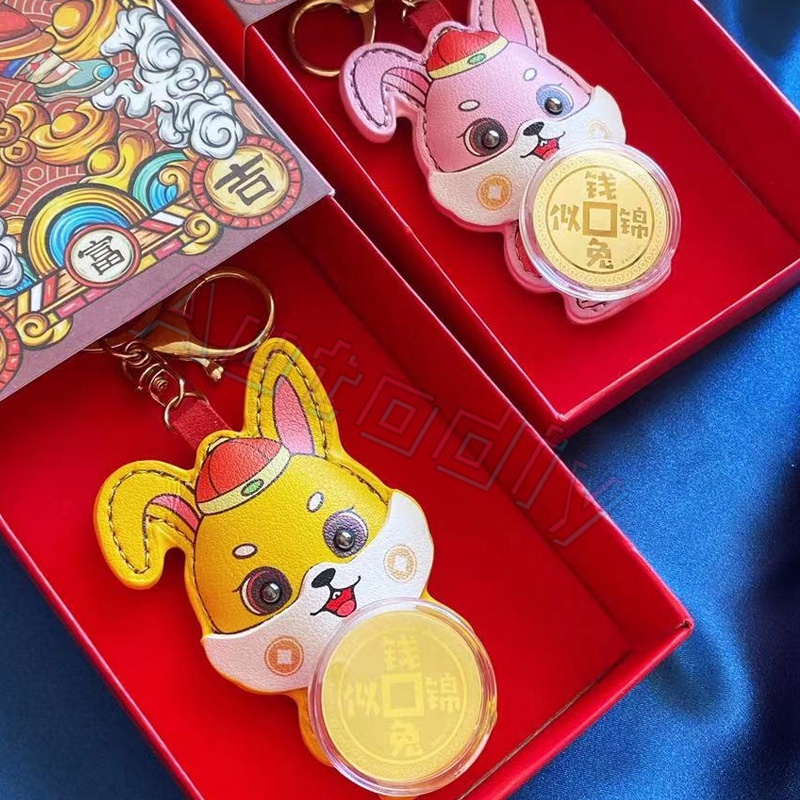 Gantungan Kunci Bentuk Kelinci Keberuntungan Tahun Baru Cina 2023 Warna Gold