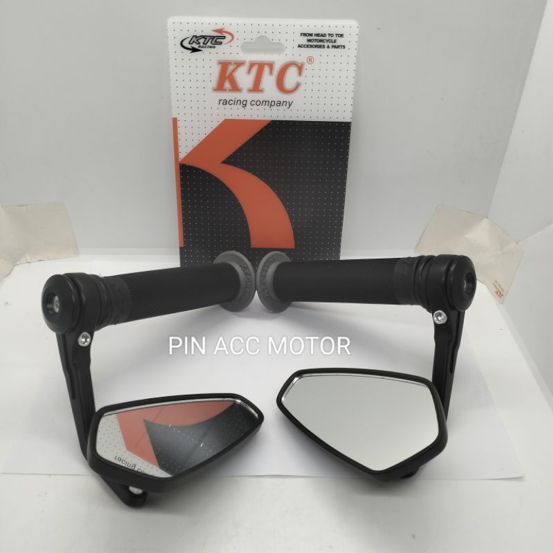 paket variasi motor spion jalu bar end/Oval/Kaca Bening/Kaca Biru + hangrip Ktc Bulu hitam untuk semua