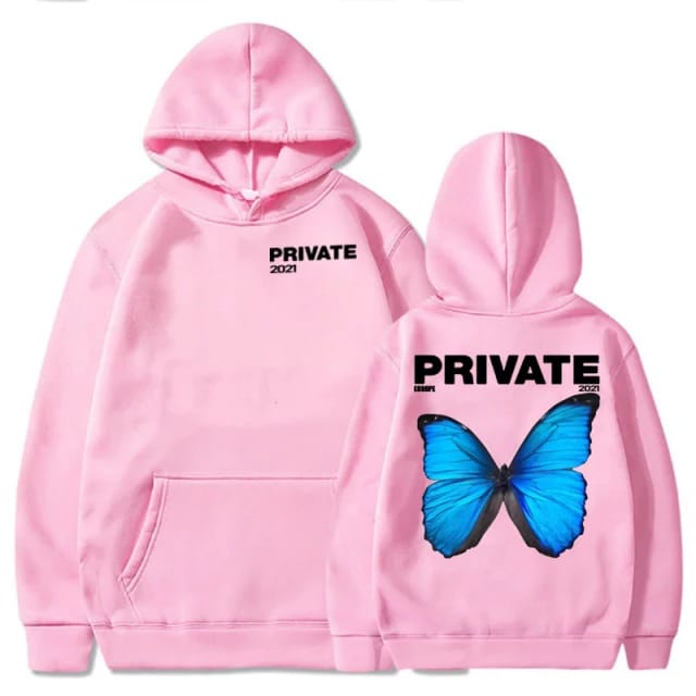 Sweater Hoodie BUTTERFLY PRIVATE Jumper Pria Wanita Bahan Fleece Tebal Ukuran S M L XL XXL XXXL