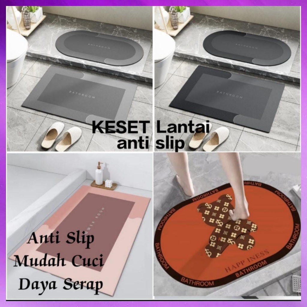 Keset Lantai Modern Serap Air Anti Slip Kaki Kamar Mandi Nyerap Anti  Bakteri Premium Keset Batun Karpet