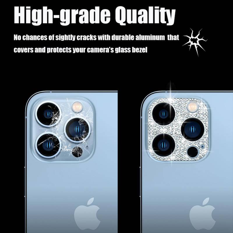 IPHONE Bling Glitter Berlian Imitasi Kamera Lensa Metal Film Pelindung Untuk Iphone14 11 12 13 Pro Max Mini Plus Berlian Mengkilap Ring Lensa Cover Untuk Iphone14Plus