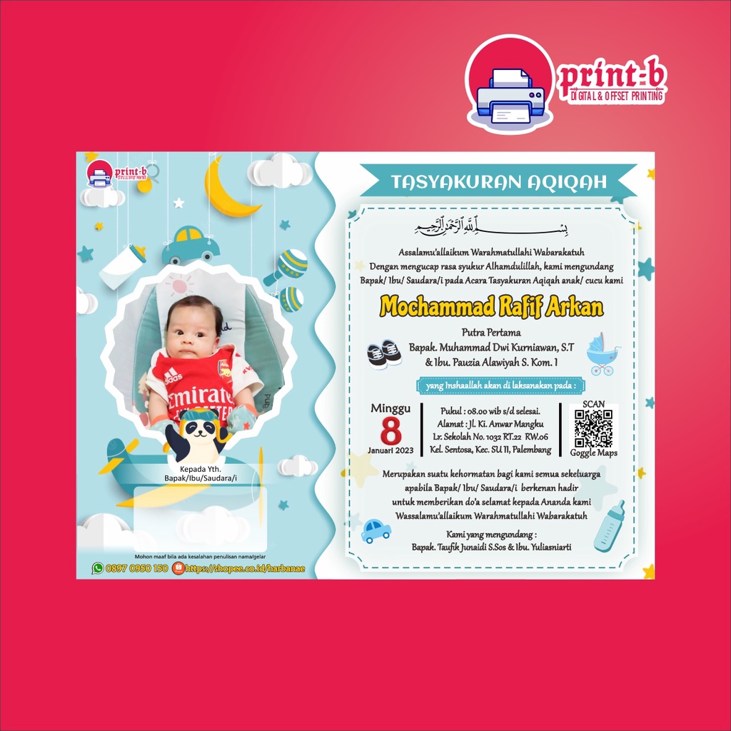 Undangan + Bendera Aqiqah Palembang