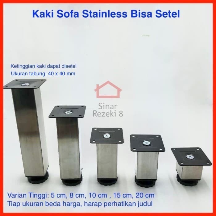 Kaki 40 X 40 Mm Stainless Kotak Sofa Meja Lemari Kitchen Besi Custom