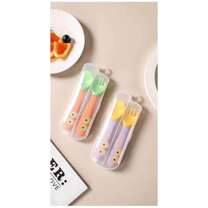 Sendok Garpu Anak Bayi BPA Free / Sendok Makan Anak Free Case Wadah
