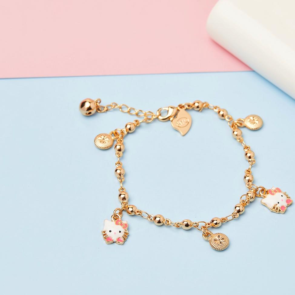 PWT.10De22ᴴ ‑ Y096 Gelang Anak Fashion Hello Kitty Warna Emas Gelang Anak Titanium Hello Kitty