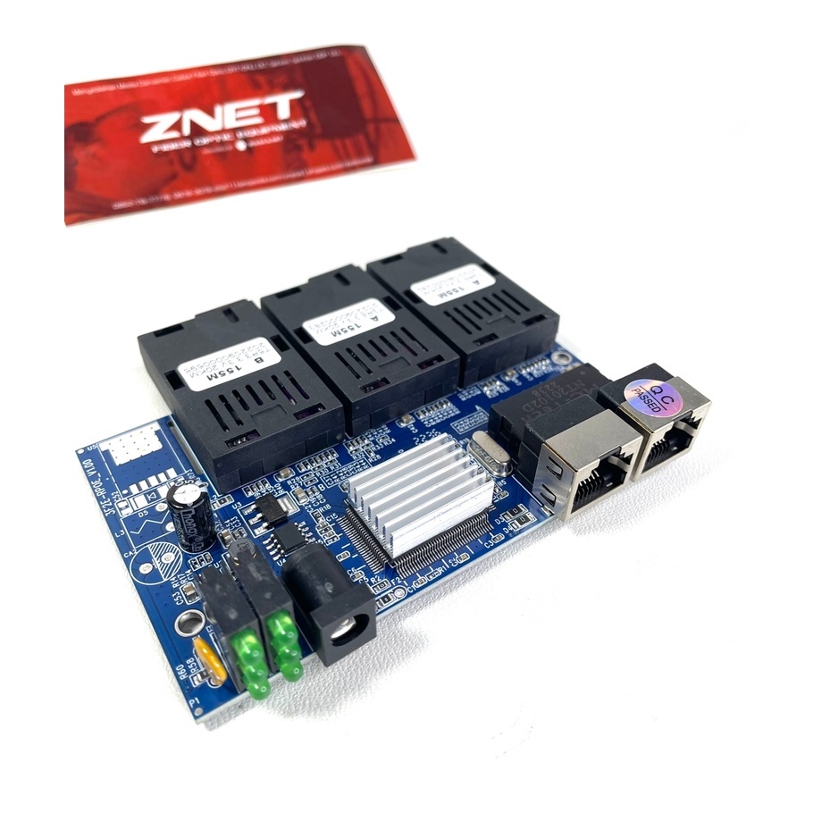 PCB Media Converter 3FO - 2LAN 100 Mbps 3 port FO 2 port LAN board only