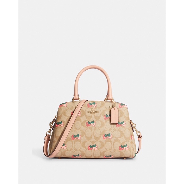 Coach Mini Lillie Carryall In Signature Canvas With Strawberry Print (CB598)