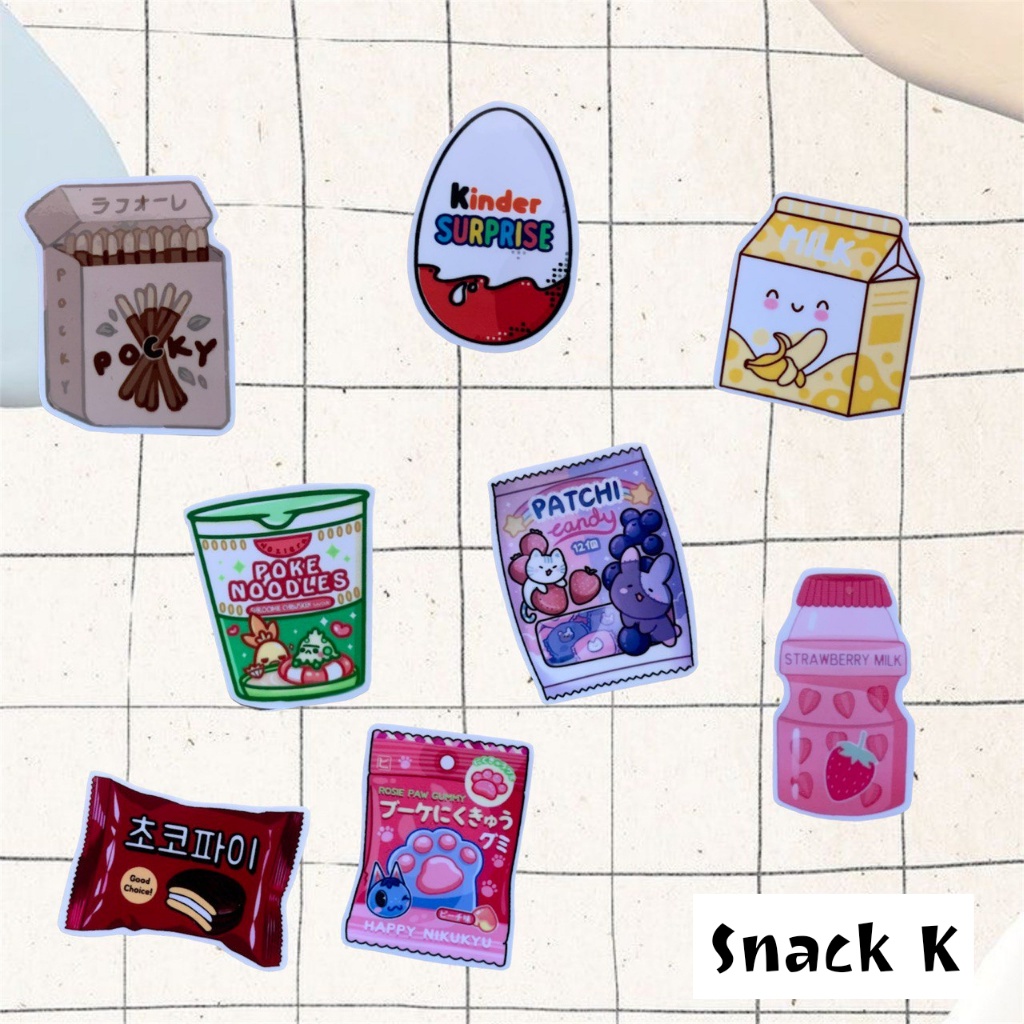 Sticker Pack Tumblr Aesthetic  Snack Waterproof Hiasan Stiker Laptop Notebook Botol Tumbler Case Hp DIY Stiker Lucu