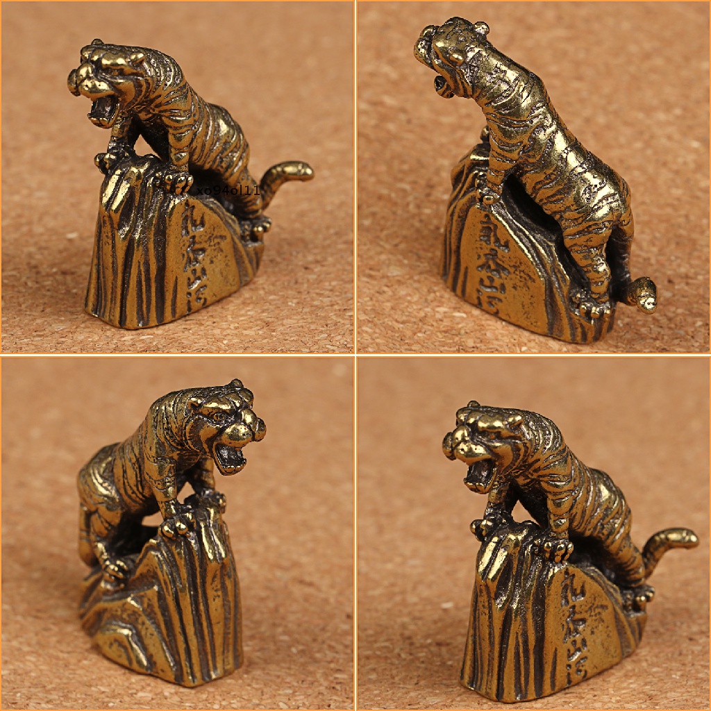 Xo 2Pcs Patung Harimau Patung Kuningan Macan Mini Ornamen Zodiak Cina Untuk2022 OL