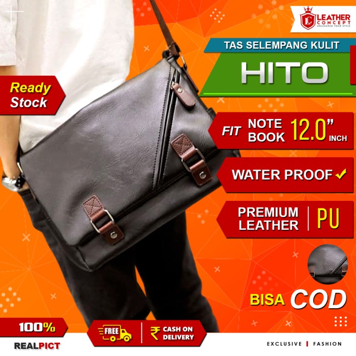 tas selempang pria  Tas Selempang Kulit Pria (HITO)(H2Q3) Bisa COD Trendy Kekinian Best Quality Polo