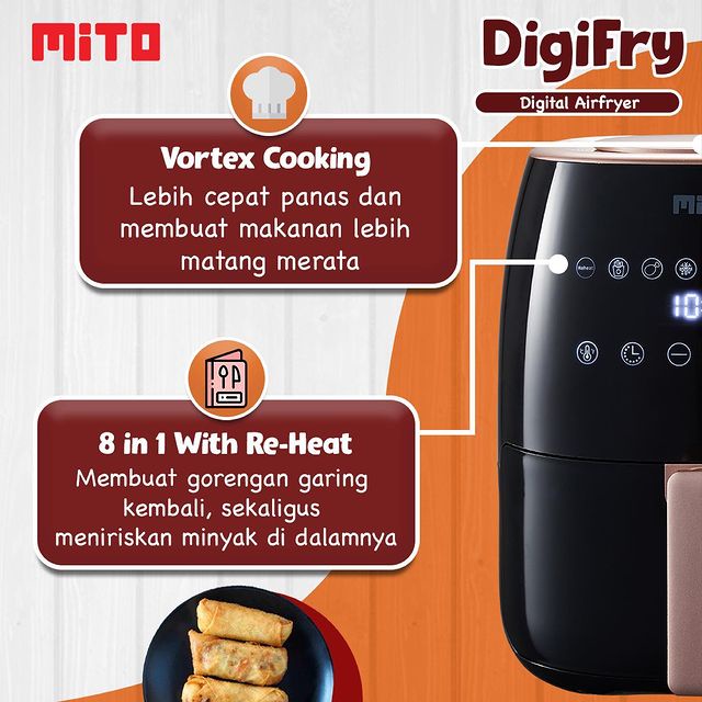 Air Fryer Mito AF2  Digital Air Fryer Mito Kapasitas 3 Liter - Low Watt Original