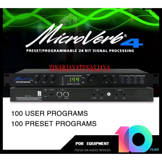 Efek Vokal Microverb 4 Menawarkan 100 ambang batas dan 100 program pengguna untuk reverb berkualitas tinggi Delay and chorus to multiple