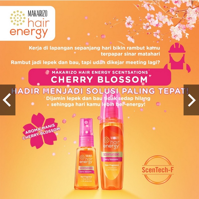 Makarizo Hair Energy Scentsations Hair Fragrance Cherry Blossom 100 mL Parfum Rambut / Minyak Wangi