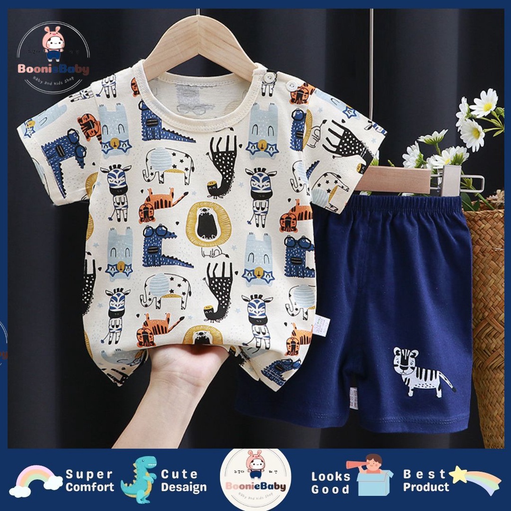 BOONIE BABY SETELAN BAJU LAKI-LAKI BAYI IMPORT UMUR 0-24 BULAN/SETELAN BAJU LENGAN PENDEK BAYI