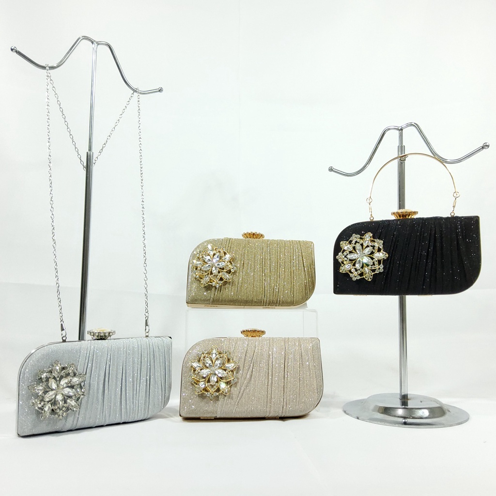 Model Baru! Clutch Pesta Farnell Import Tas Kondangan Wanita Diamond D6454