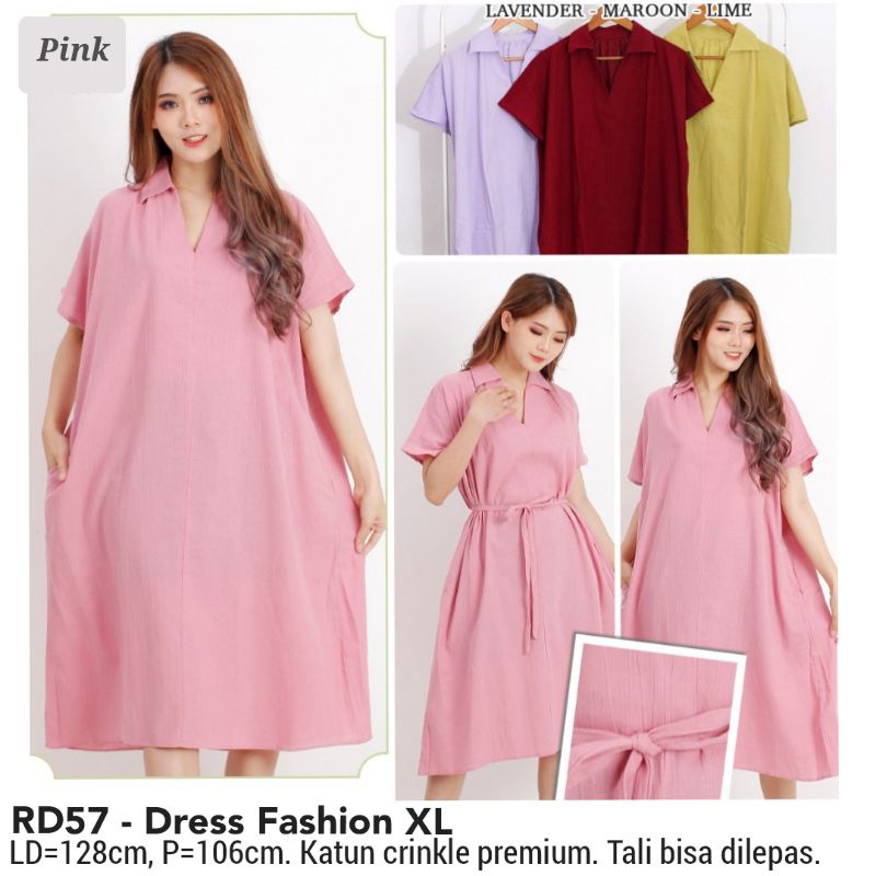 Dress Bella XXL,  BIGSIZE GAUN JUMBO POLOS  NATAL IMLEK MERAH MAROON BAJU WANITA MURAH