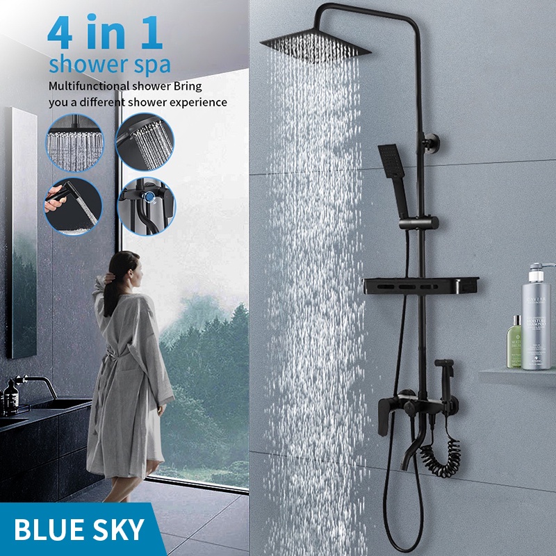 BLUE SKY 4 in 1 Shower Set Bathroom Hot and Cold Brass Body with Faucet Bidet