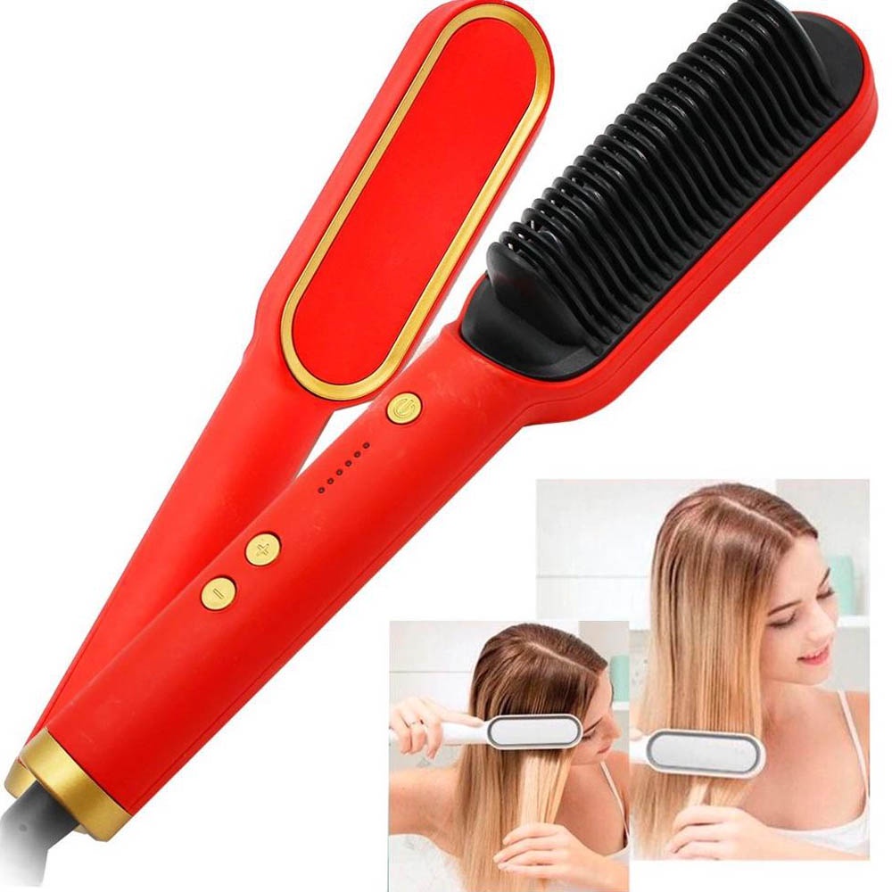 Catokan Sisir Pelurus Curly Rambut T909B Hair Straightener Curler 2 In 1 -Catokan Pelurus Permanen Smoothing Sisir Catok Listrik Curly Rambut Untuk Lurus