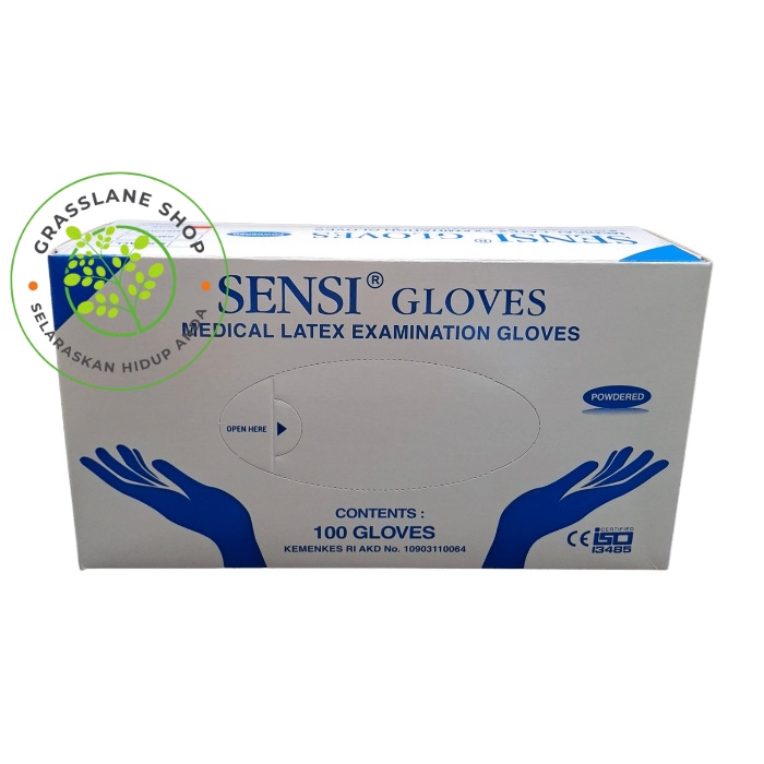 Sensi Glove Sarung Tangan Latex Examination Gloves 100 pcs Powdered