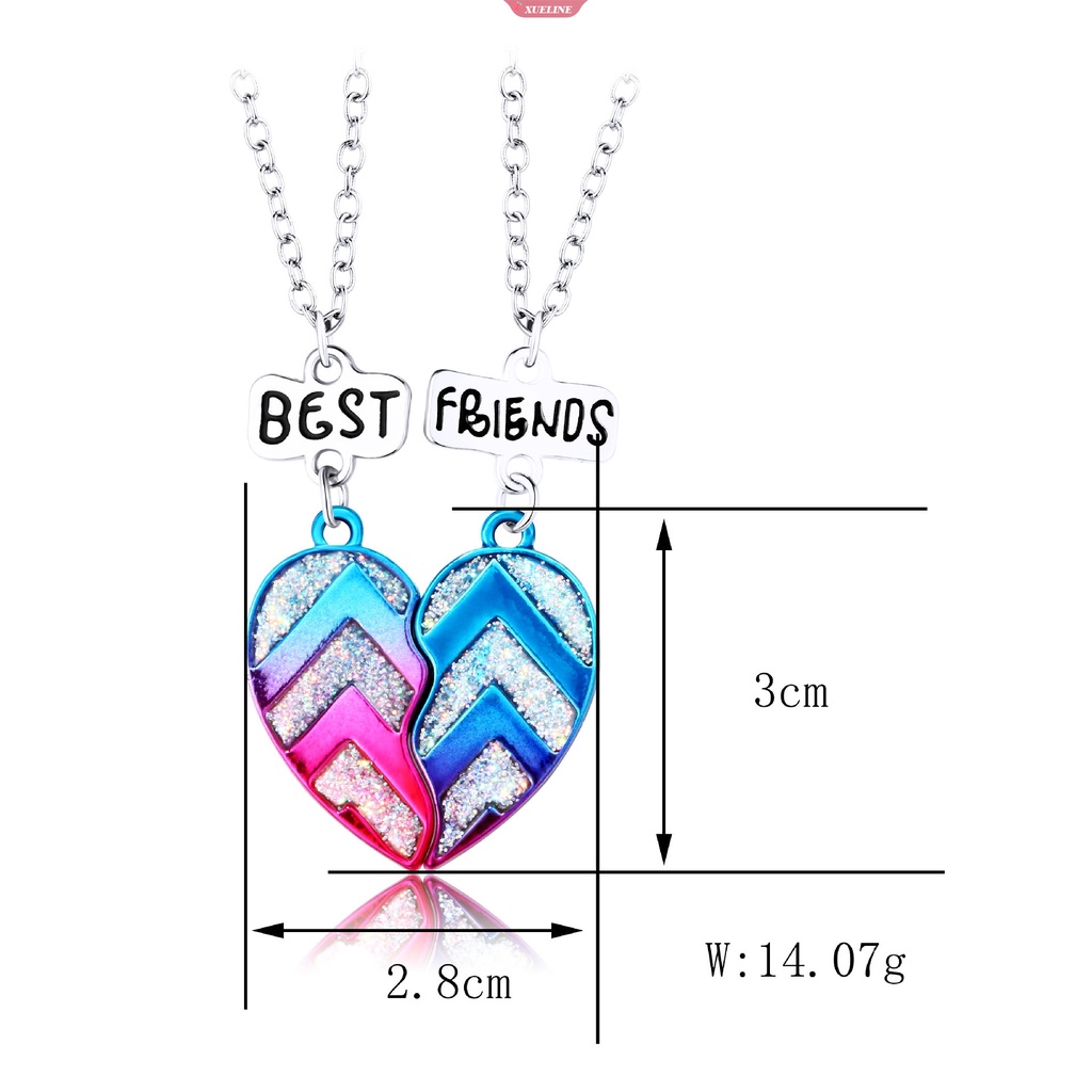 Fashion Baru Anak Pacar Perempuan Warna Gradien Cinta drop Minyak Kalung magnet splicing Ilusi spray paint necklace